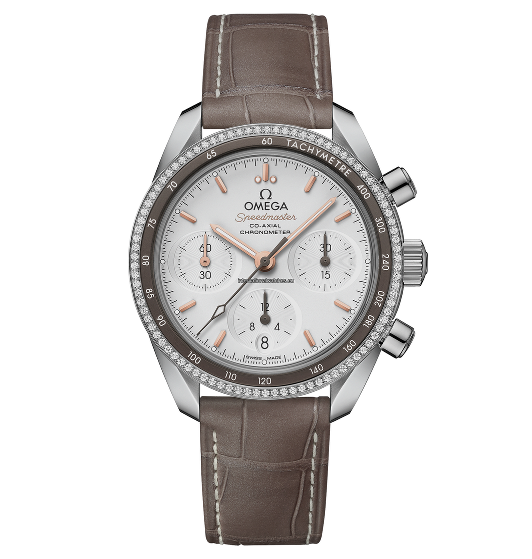 Speedmaster 38 38 mm, steel on leather strap - 324.38.38.50.02.001
