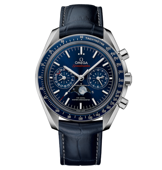 Speedmaster Moonphase 44.25 mm, steel on leather strap - 304.33.44.52.03.001